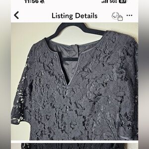 Adrianna Papell 4p Black Lace Overlay Mini Dress Bell Sleeves WhimsiGoth Witch